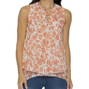 Lysse Warm Stroke Floral Sleeveless Top Blouse Size L